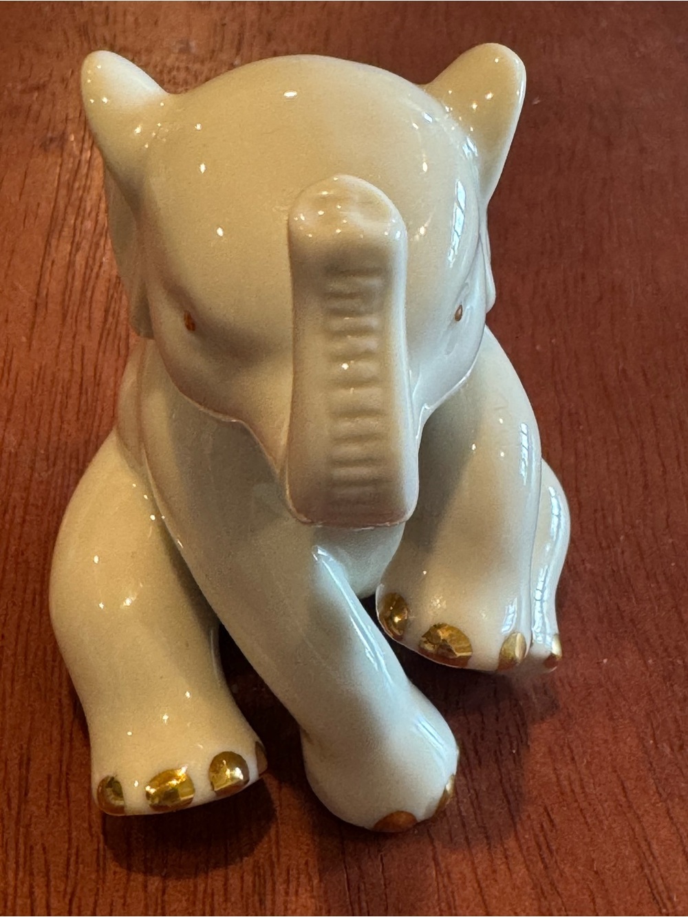 Porcelain Elephant Figurine with Gold Accents